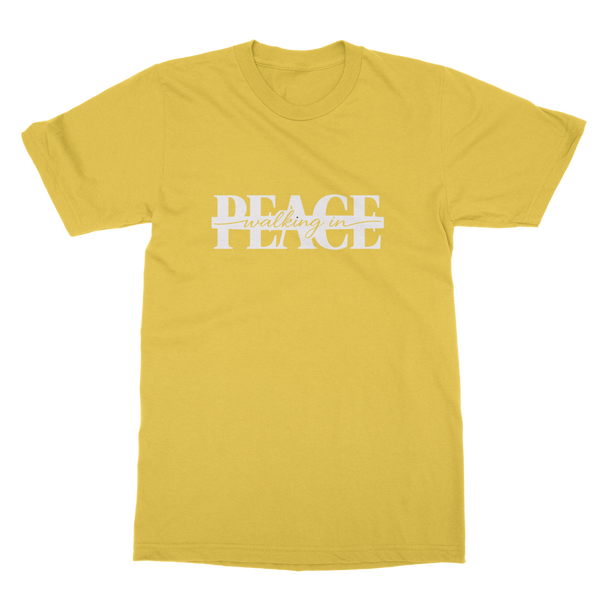 Walking in Peace (White) Classic Heavy Cotton Adult T-Shirt