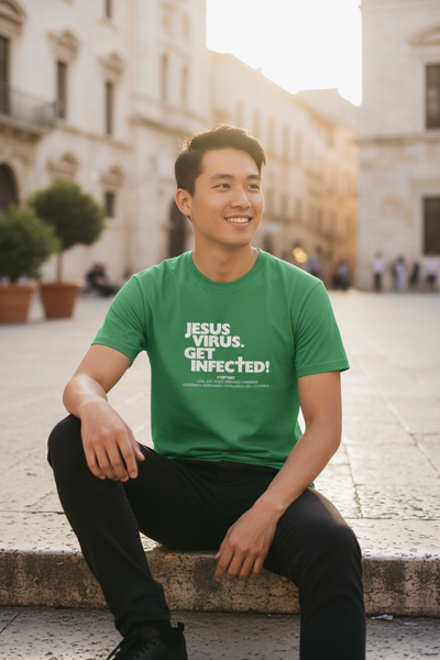 Jesus Virus - Men's Green T-Shirt Asian Model